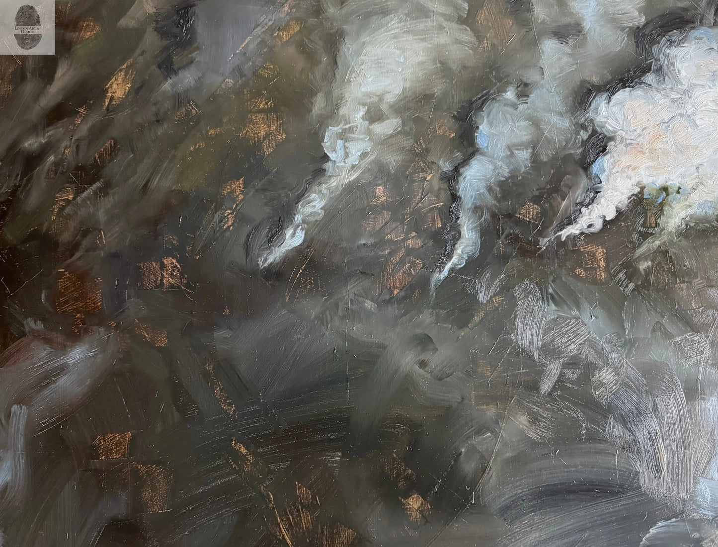 World on Fire, Original oil painting 24x49 inches lintonart