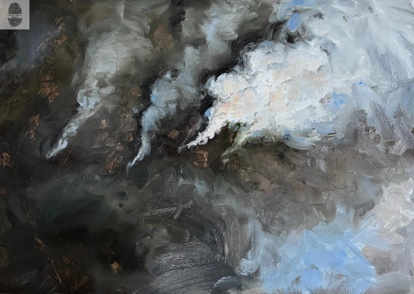 World on Fire, Original oil painting 24x49 inches lintonart