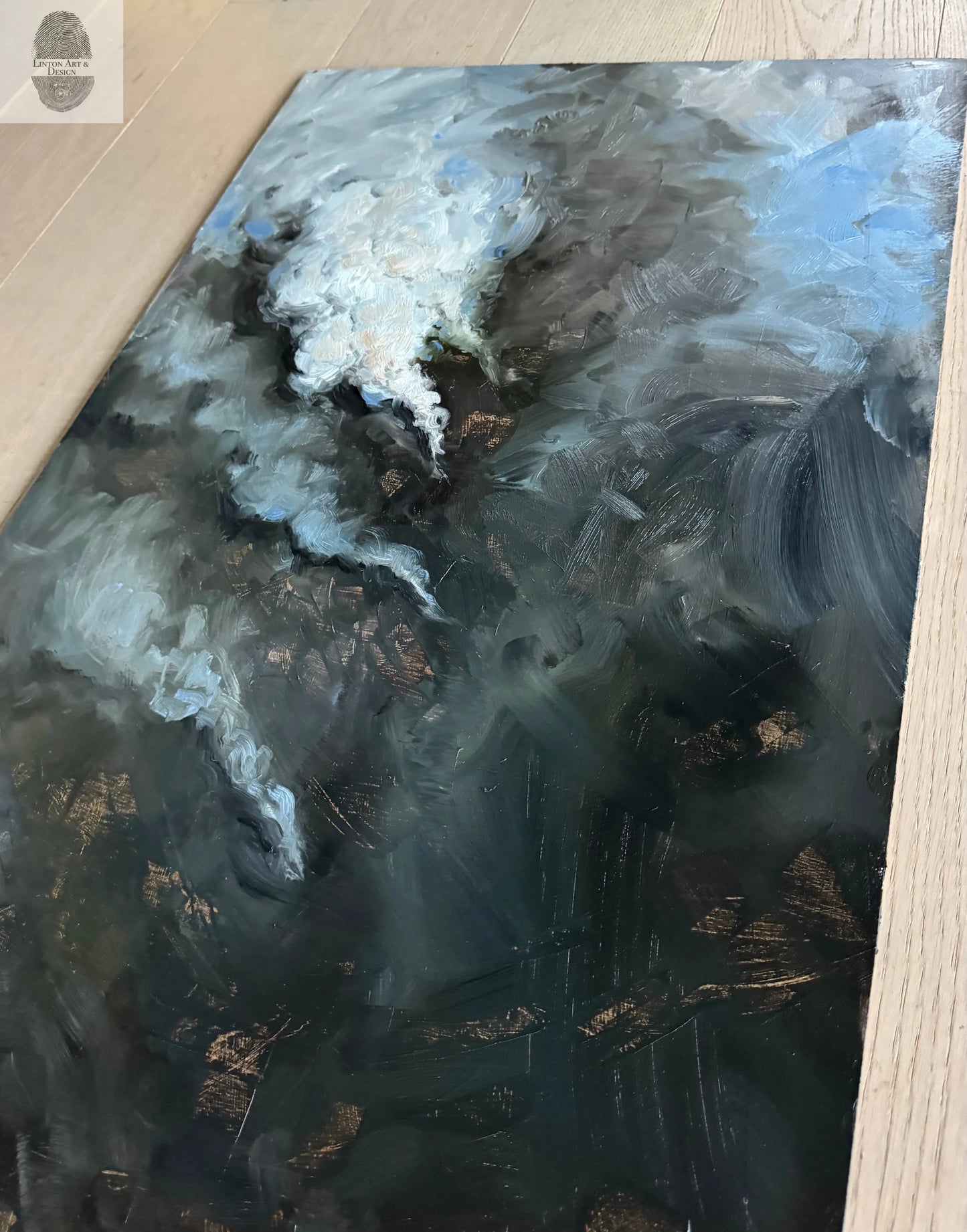 World on Fire, Original oil painting 24x49 inches lintonart