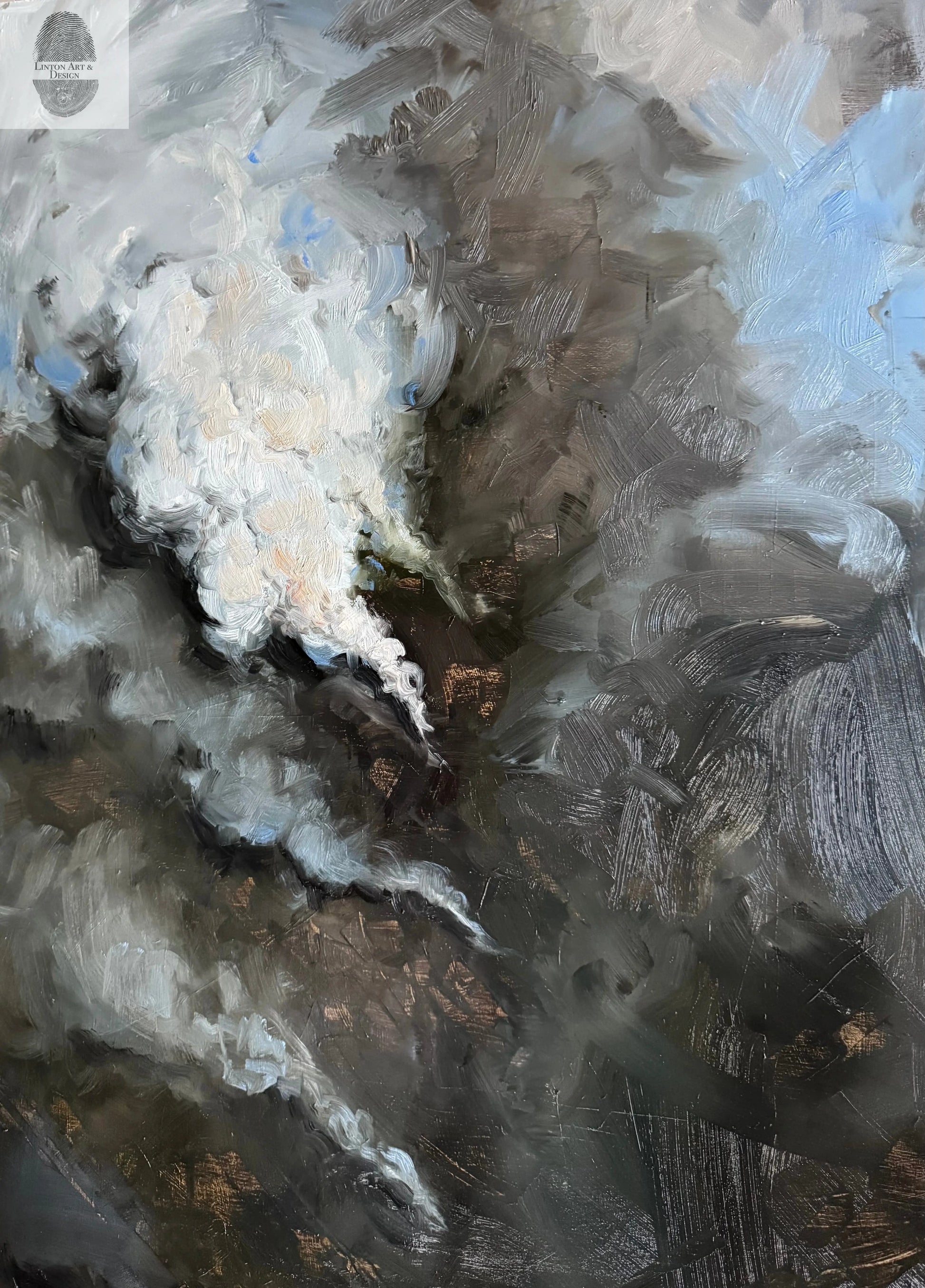 World on Fire, Original oil painting 24x49 inches lintonart