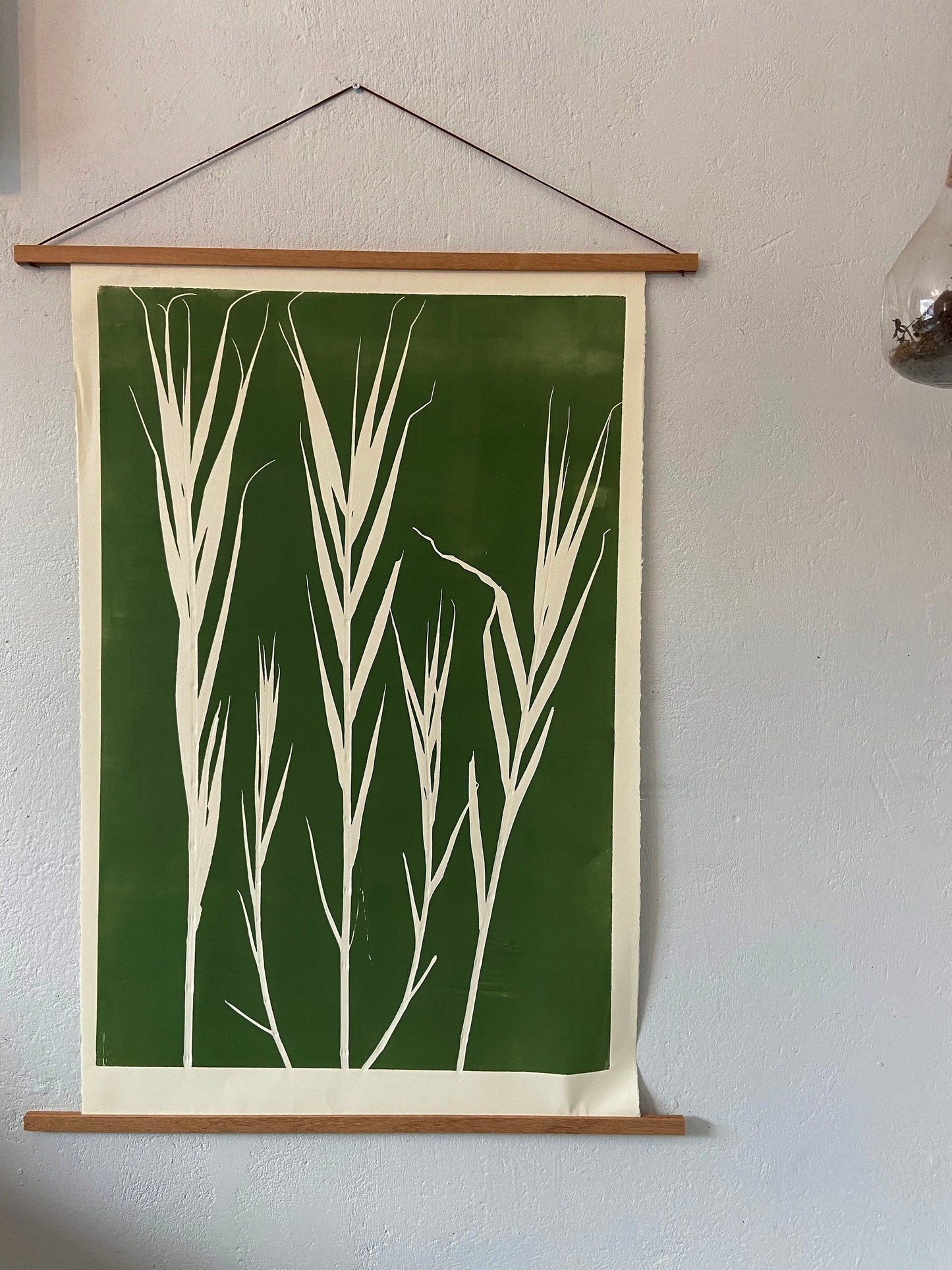 Bamboo Hand Pressed Botanical Monoprint on Green - giclee print