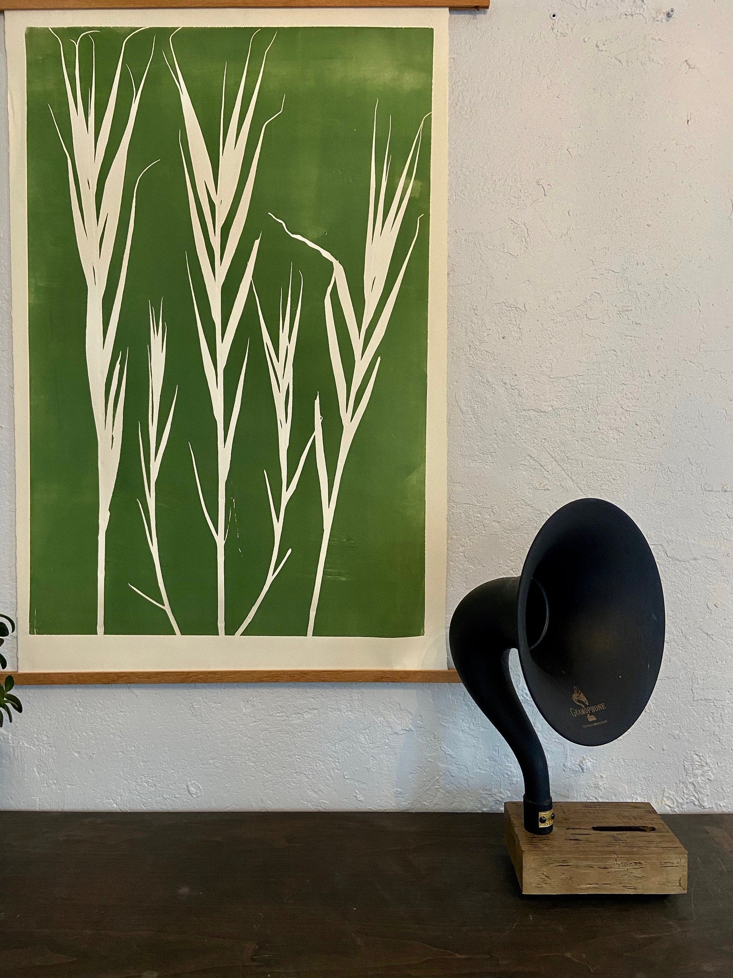 Bamboo Hand Pressed Botanical Monoprint on Green - giclee print