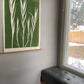Bamboo Hand Pressed Botanical Monoprint on Green - giclee print lintonart