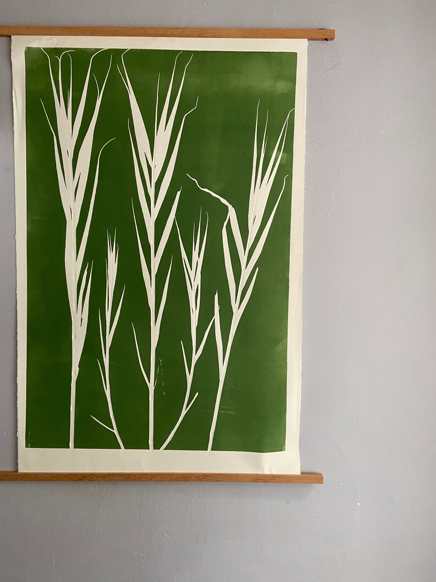 Bamboo Hand Pressed Botanical Monoprint on Green - giclee print