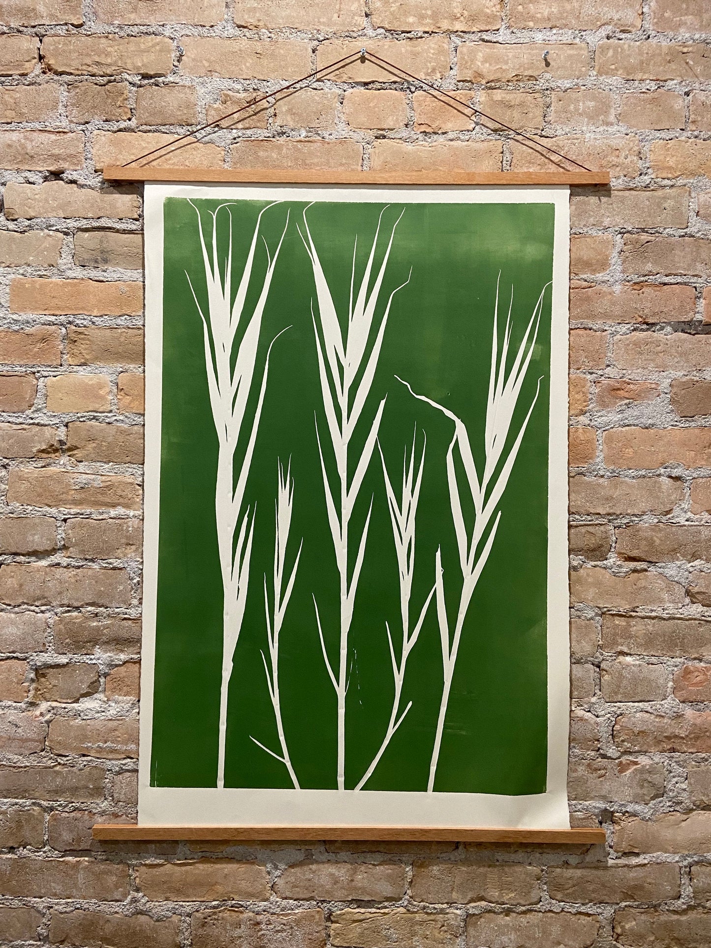 Bamboo Hand Pressed Botanical Monoprint on Green - giclee print