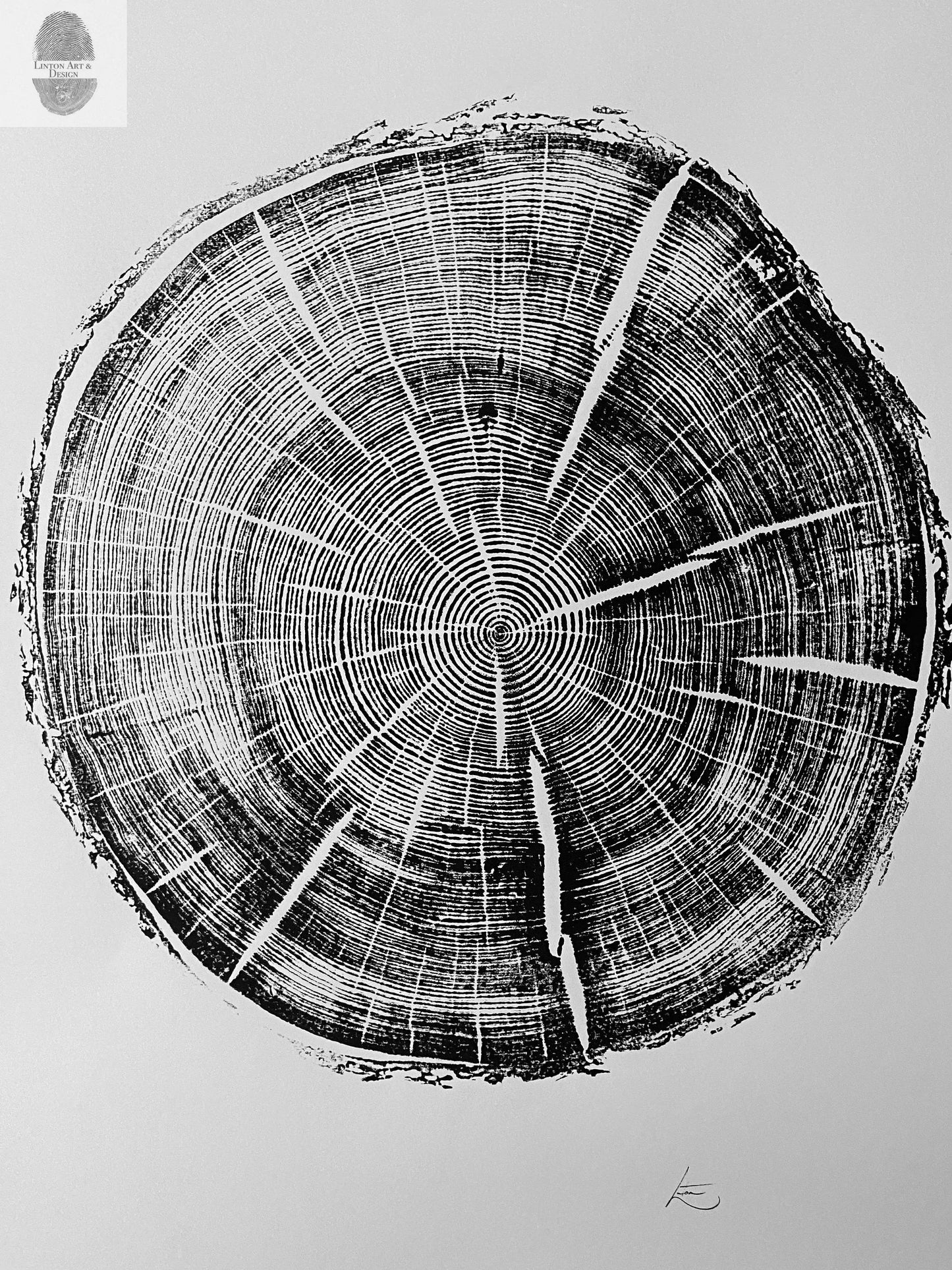 Black Hills South Dakota Woodcut print, Tree Ring Print, Arborist, Forestry, Biology Gift, 18x24 inches, Signed Original lintonart