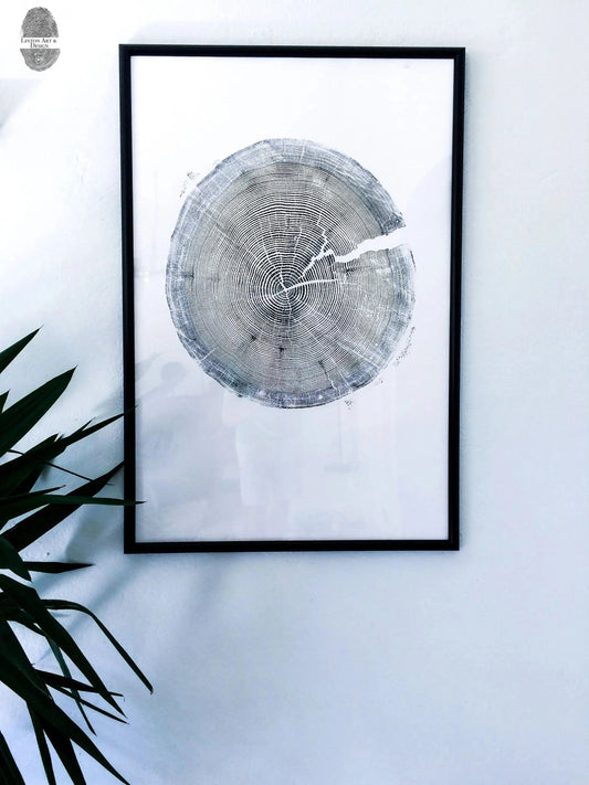 Crater Lake art, Oregon Print, Tree ring print, Woodcut print, Wood Wall art, Sacred Geometry, Forestry, National Parks, Signed Original lintonart