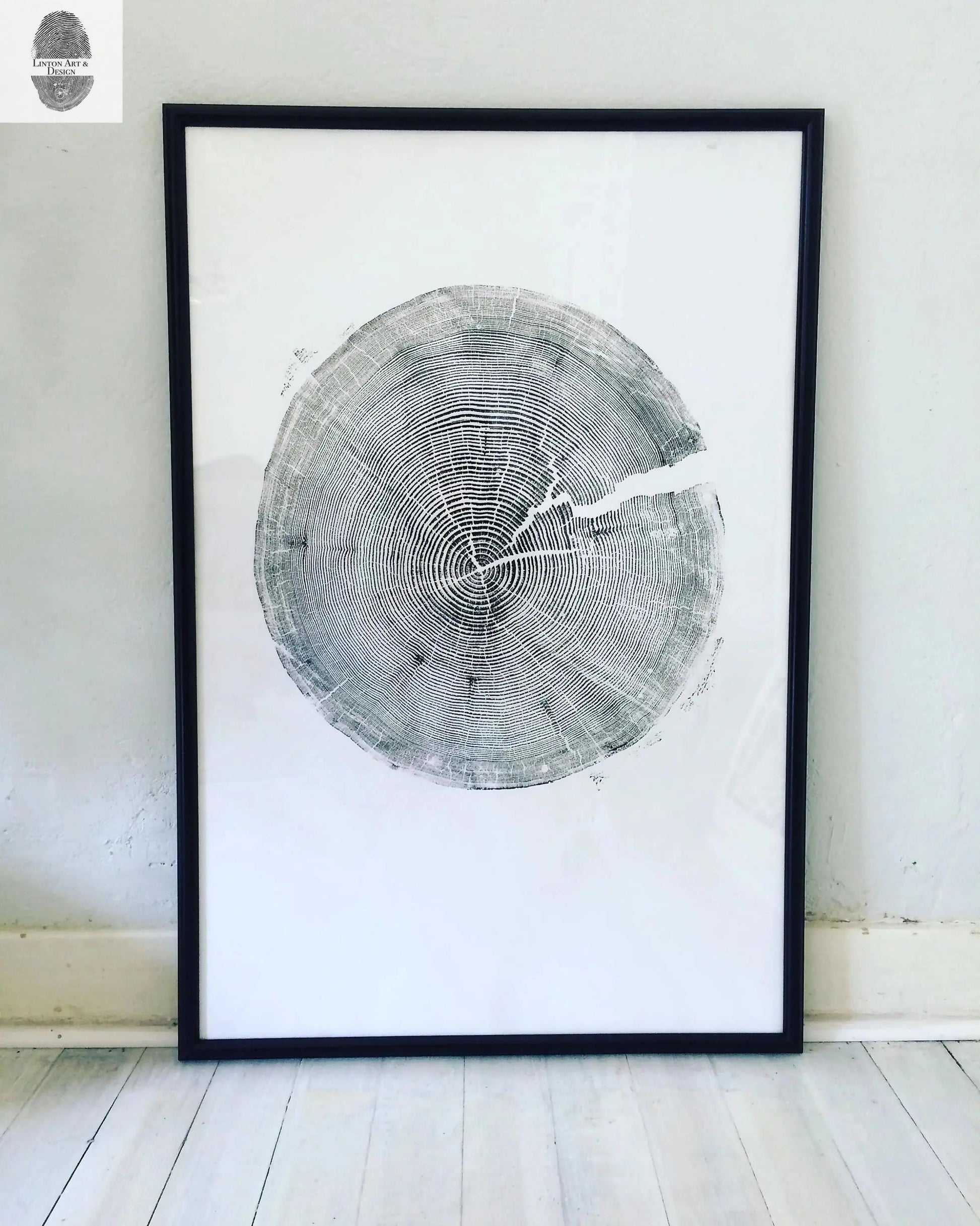 Crater Lake art, Oregon Print, Tree ring print, Woodcut print, Wood Wall art, Sacred Geometry, Forestry, National Parks, Signed Original lintonart