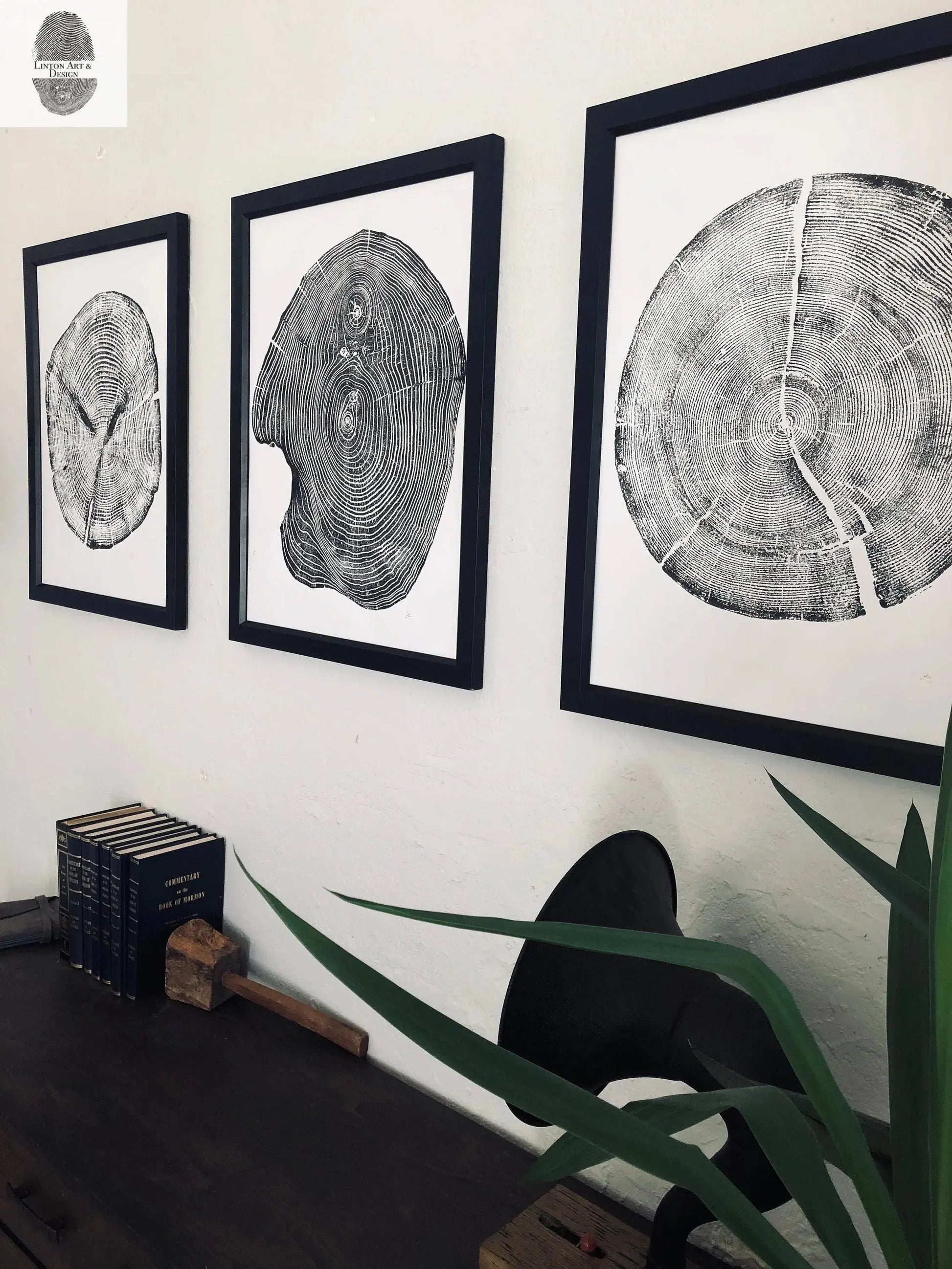 Set of 3, Utah Art, Alaska Art, Ohio State Art, Mulberry Tree, Cedar Tree, Wood Slice Wall Art lintonart