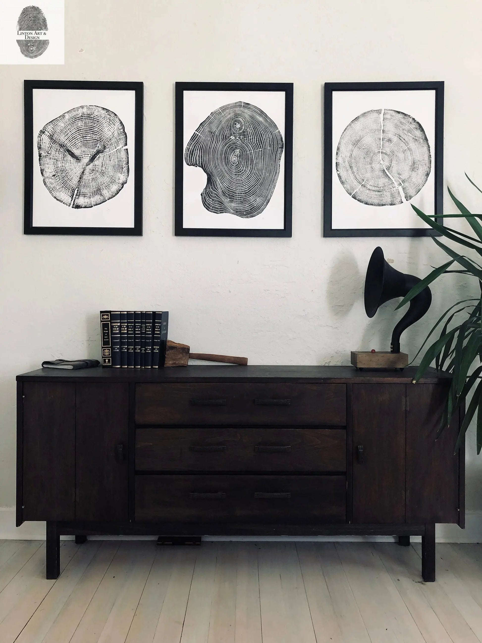 Set of 3, Utah Art, Alaska Art, Ohio State Art, Mulberry Tree, Cedar Tree, Wood Slice Wall Art lintonart