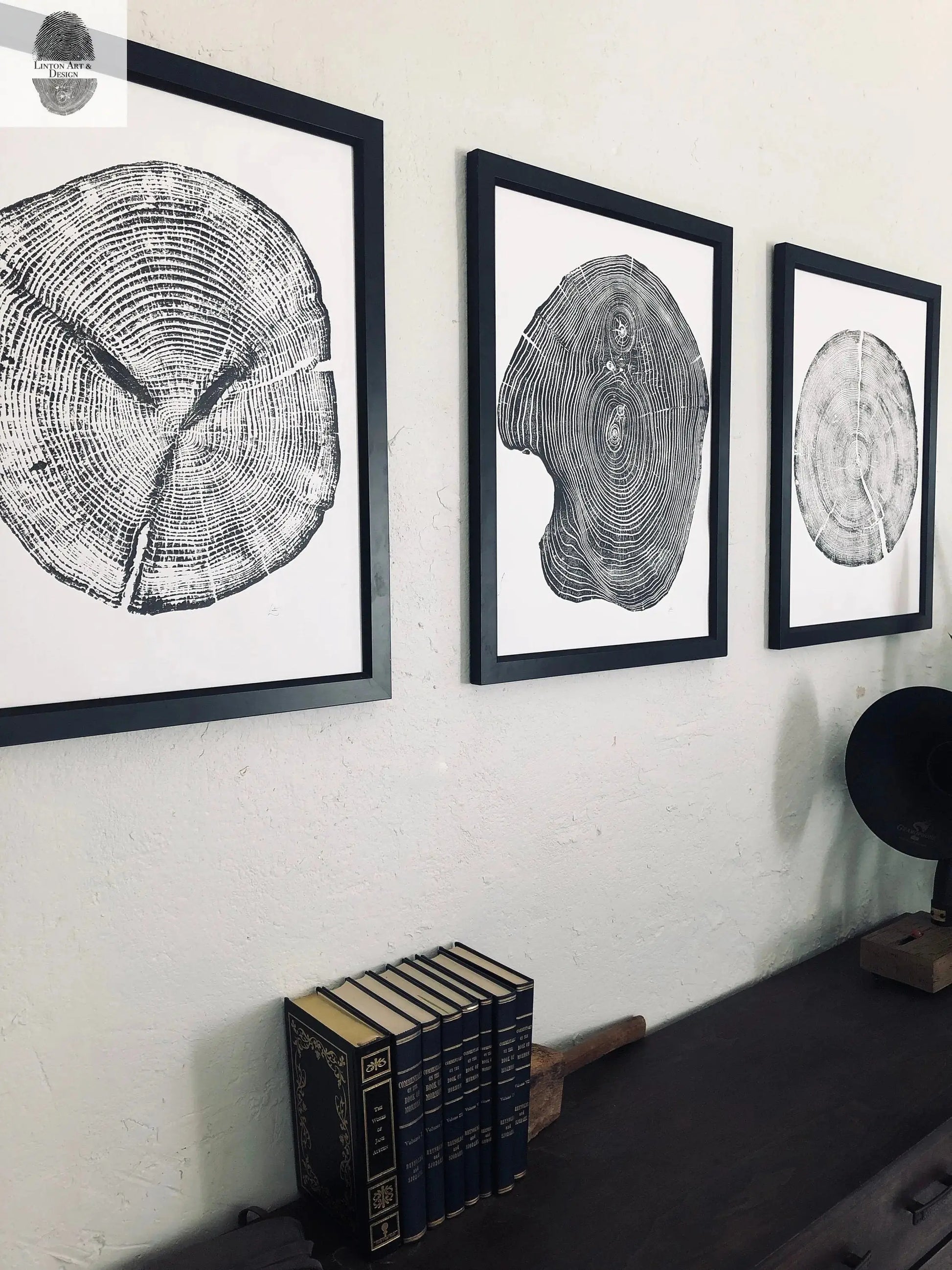 Set of 3, Utah Art, Alaska Art, Ohio State Art, Mulberry Tree, Cedar Tree, Wood Slice Wall Art lintonart