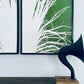 Fan Palm Leaf Diptych Hand Pressed Monoprint on Green Set of 2 - 24x36 each giclee print lintonart