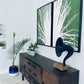 Fan Palm Leaf Diptych Hand Pressed Monoprint on Green Set of 2 - 24x36 each giclee print lintonart