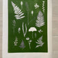 Fern Collage Hand Pressed Botanical Monoprint on Green - giclee print lintonart