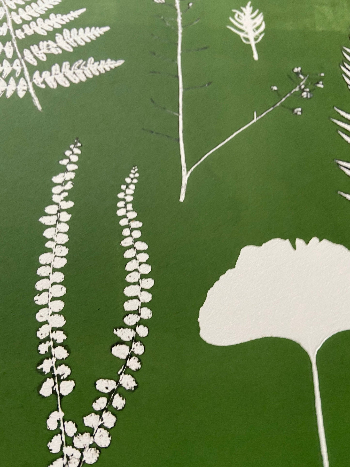 Fern Collage Hand Pressed Botanical Monoprint on Green - giclee print