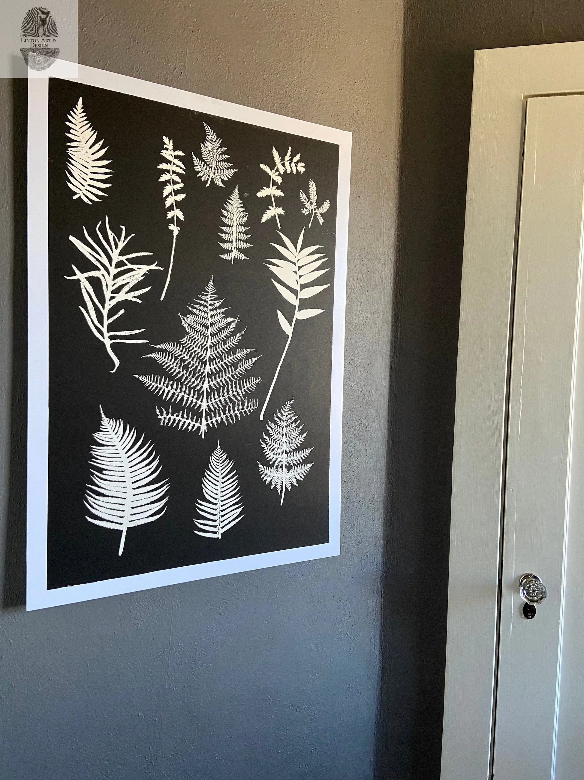 Ferns and Leaves Collage I Monoprint - 24x36 Giclee Print lintonart