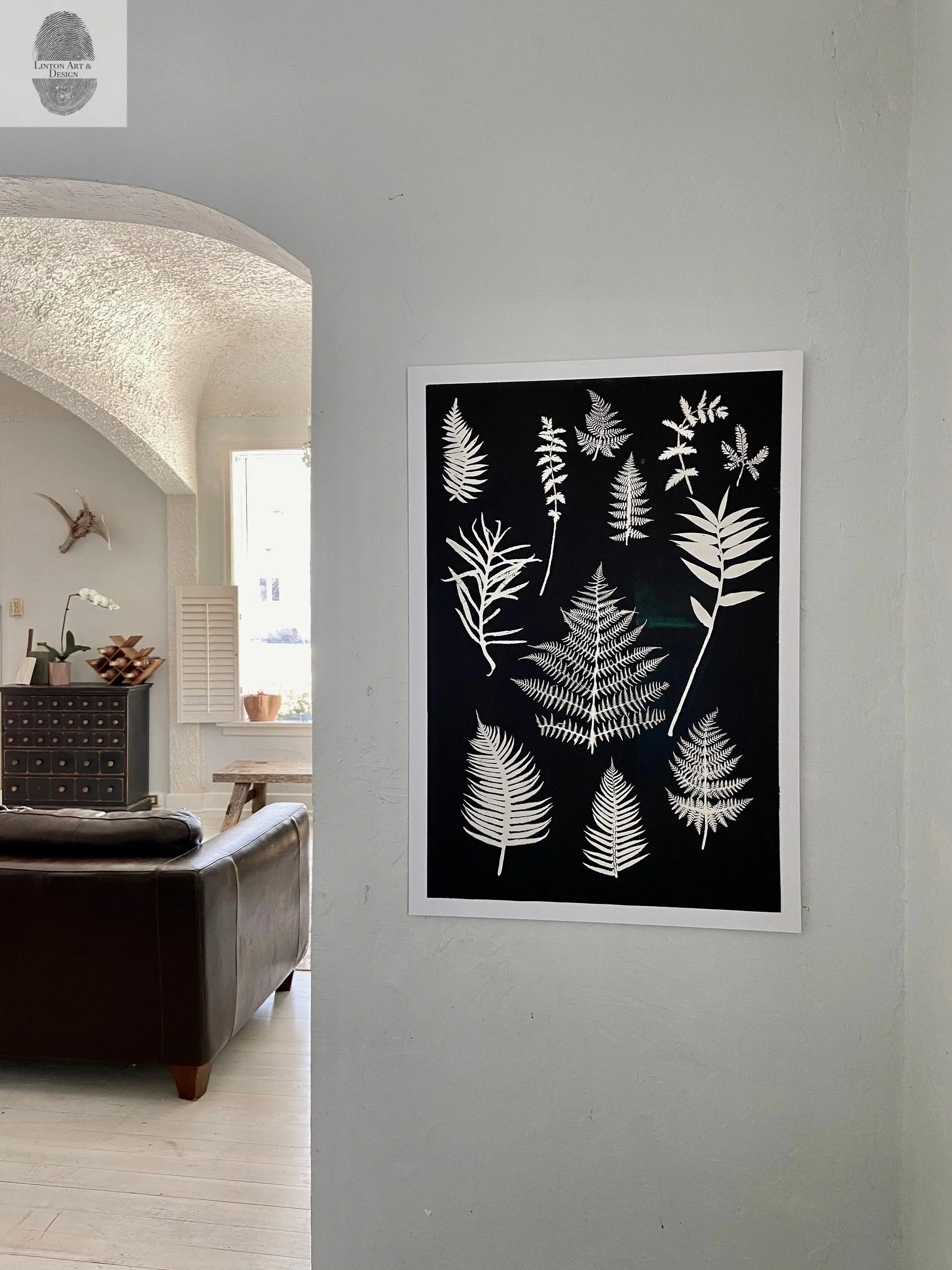 Ferns and Leaves Collage I Monoprint - 24x36 Giclee Print lintonart