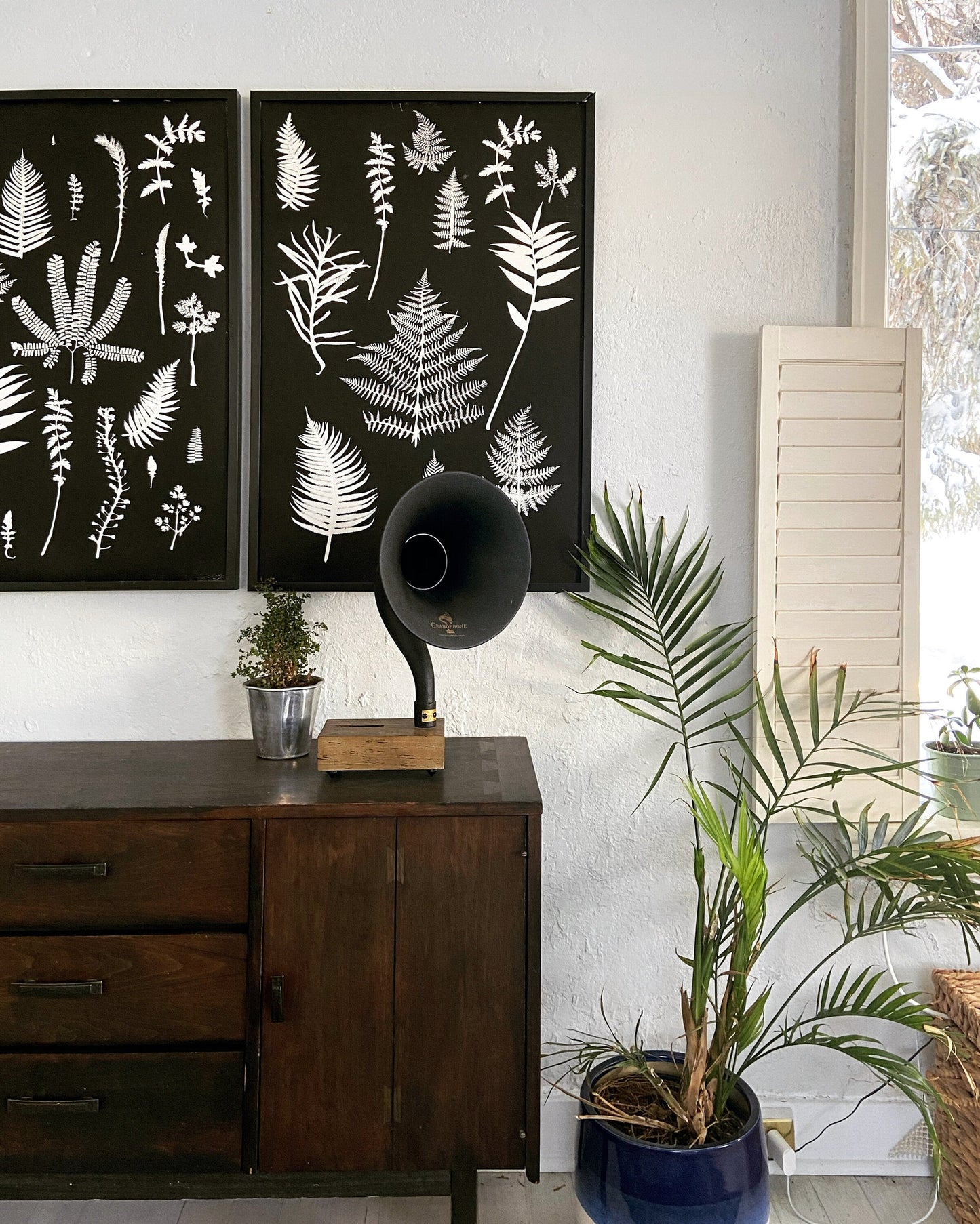 Ferns and Leaves Collage I Monoprint - 24x36 giclee print