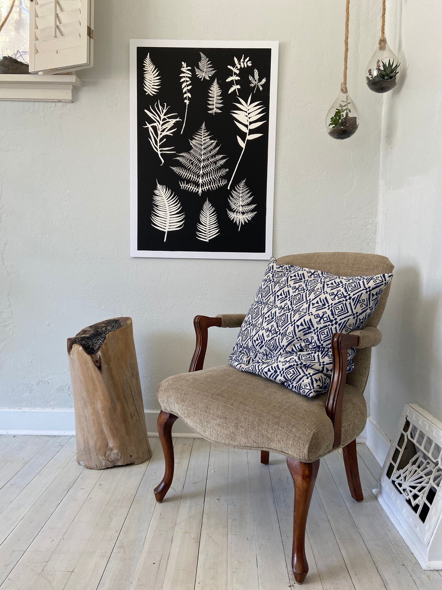 Ferns and Leaves Collage I Monoprint - 24x36 giclee print