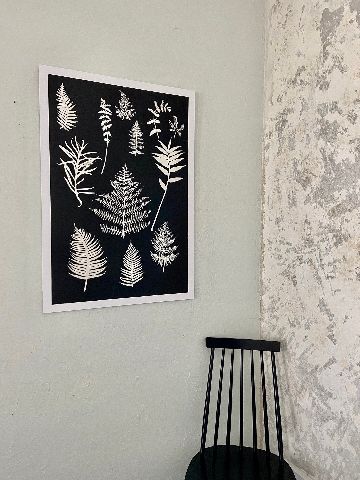 Ferns and Leaves Collage I Monoprint - 24x36 giclee print