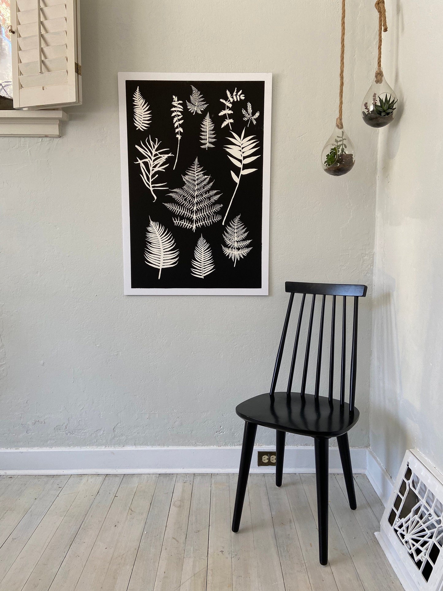 Ferns and Leaves Collage I Monoprint - 24x36 giclee print