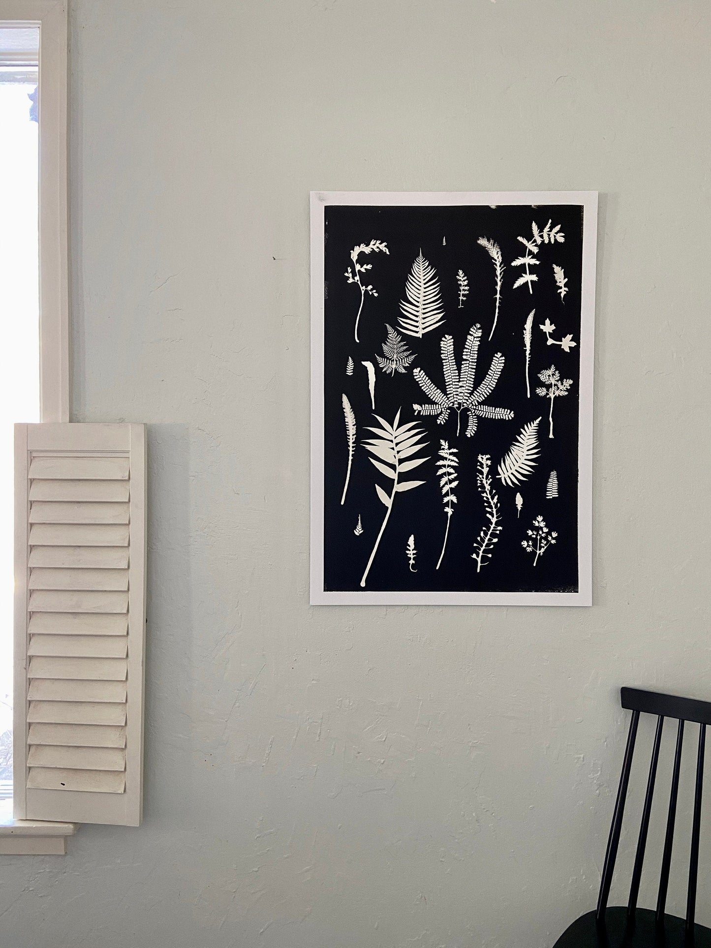 Ferns and Leaves Collage II Hand Pressed Monoprint - 24x36 giclee print