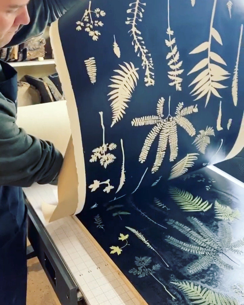 Ferns and Leaves Collage II Hand Pressed Monoprint - 24x36 giclee print