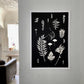 Ferns and Leaves Collage III, Hand Pressed Botanical Monoprint on Black - 24x36 giclee print lintonart