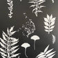 Ferns and Leaves Collage III, Hand Pressed Botanical Monoprint on Black - 24x36 giclee print lintonart
