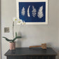 Ferns and Leaves Hand Pressed Botanical Monoprint in Blue - 18x24 giclee print lintonart