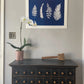 Ferns and Leaves Hand Pressed Botanical Monoprint in Blue - 18x24 giclee print lintonart
