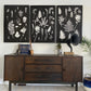Ferns and Leaves Hand Pressed Botanical Monoprint on Black Set of 3 - 24x36 each giclee print lintonart