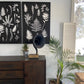 Ferns and Leaves Hand Pressed Botanical Monoprint on Black Set of 3 - 24x36 each giclee print lintonart