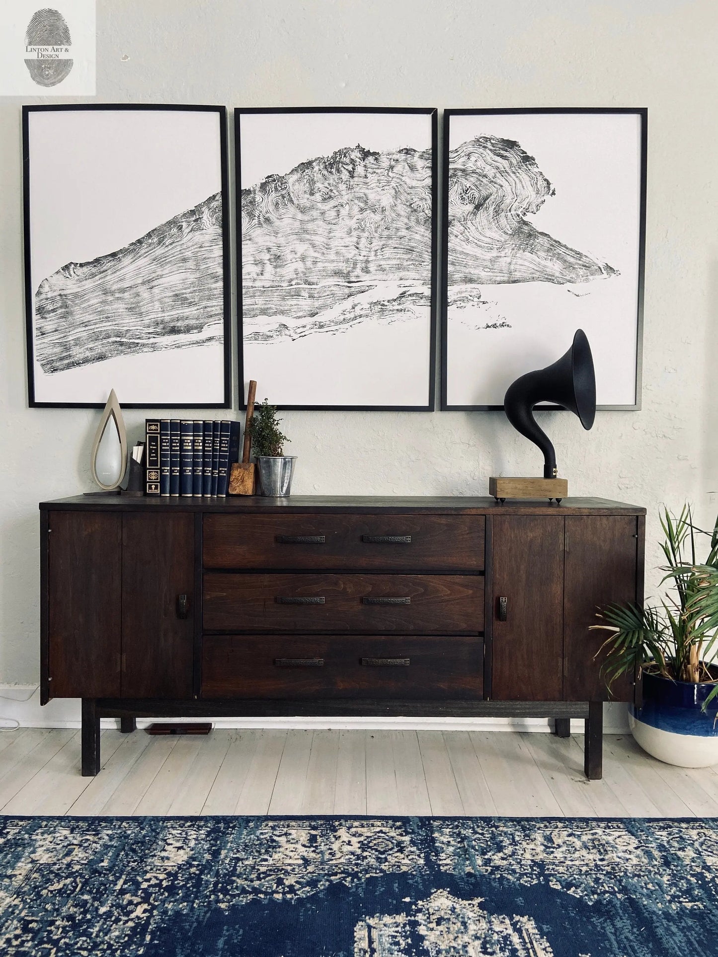 Giant Redwood, Tree ring art print, Made from a real redwood burl, hand pressed woodcut print, not machine printed, by Erik Linton lintonart