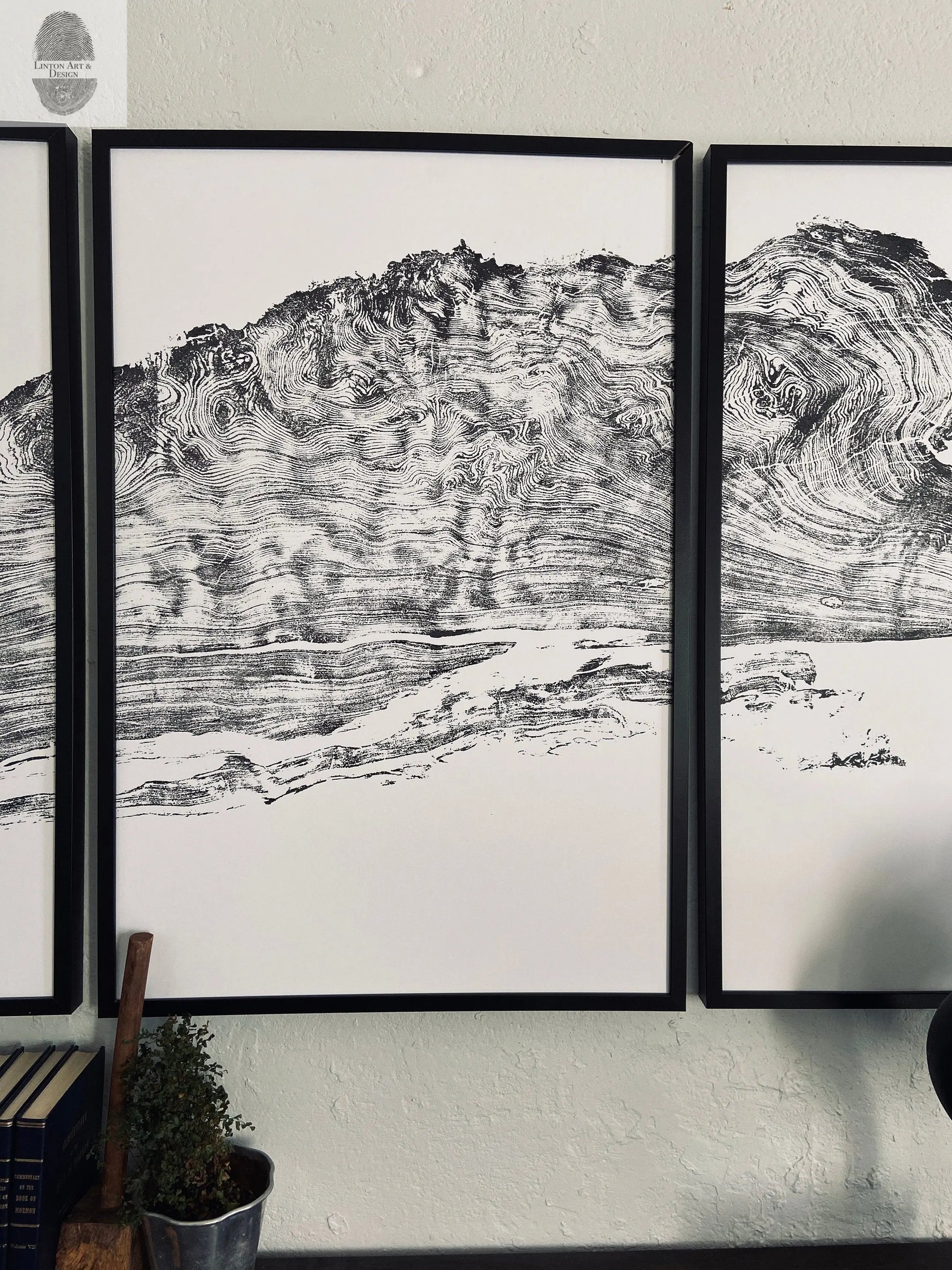 Giant Redwood, Tree ring art print, Made from a real redwood burl, hand pressed woodcut print, not machine printed, by Erik Linton lintonart