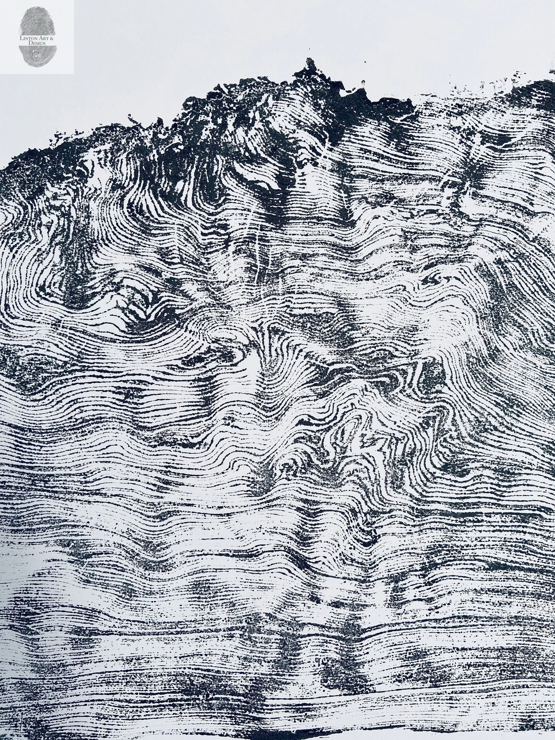 Giant Redwood, Tree ring art print, Made from a real redwood burl, hand pressed woodcut print, not machine printed, by Erik Linton lintonart
