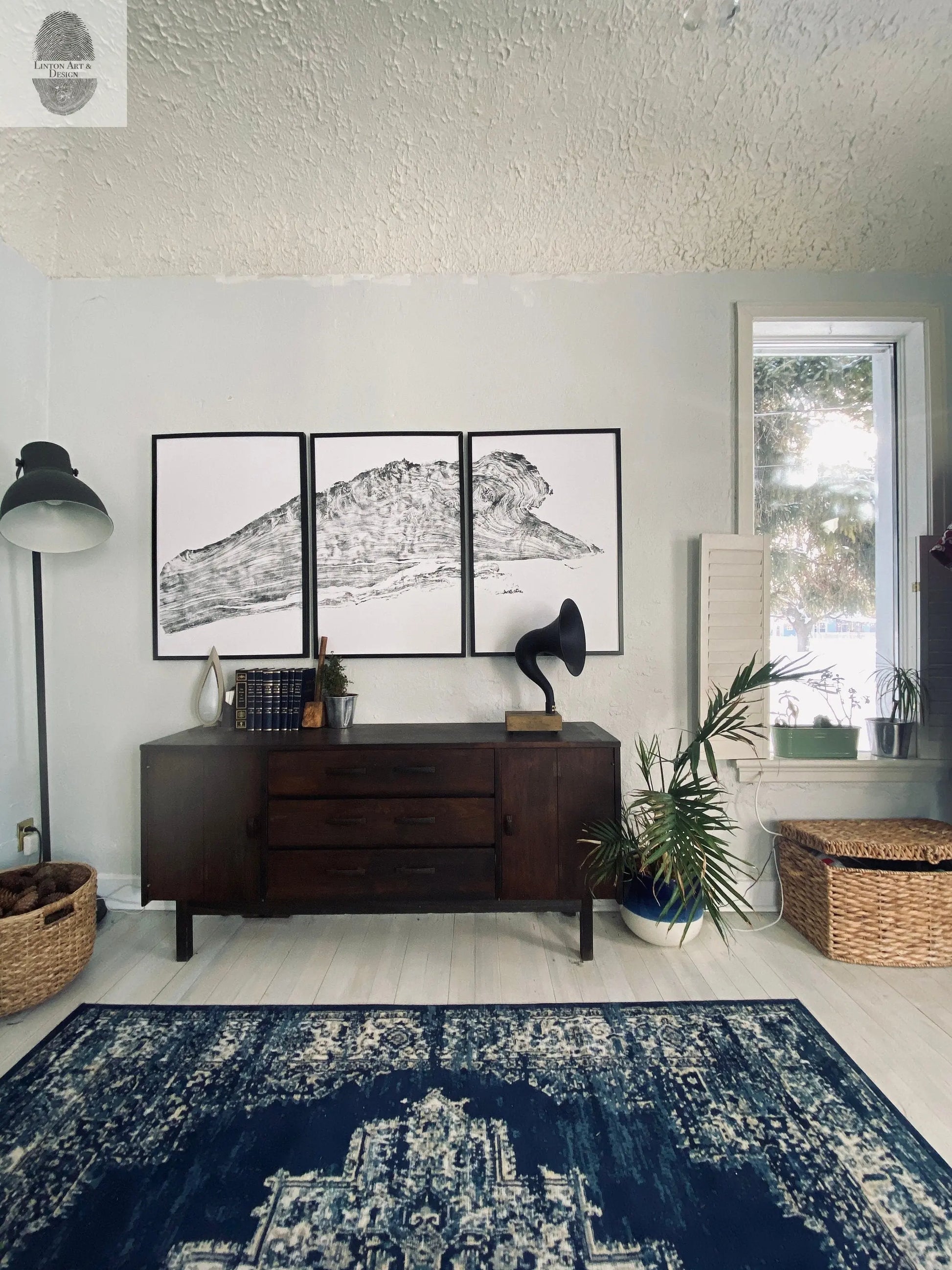 Giant Redwood, Tree ring art print, Made from a real redwood burl, hand pressed woodcut print, not machine printed, by Erik Linton lintonart