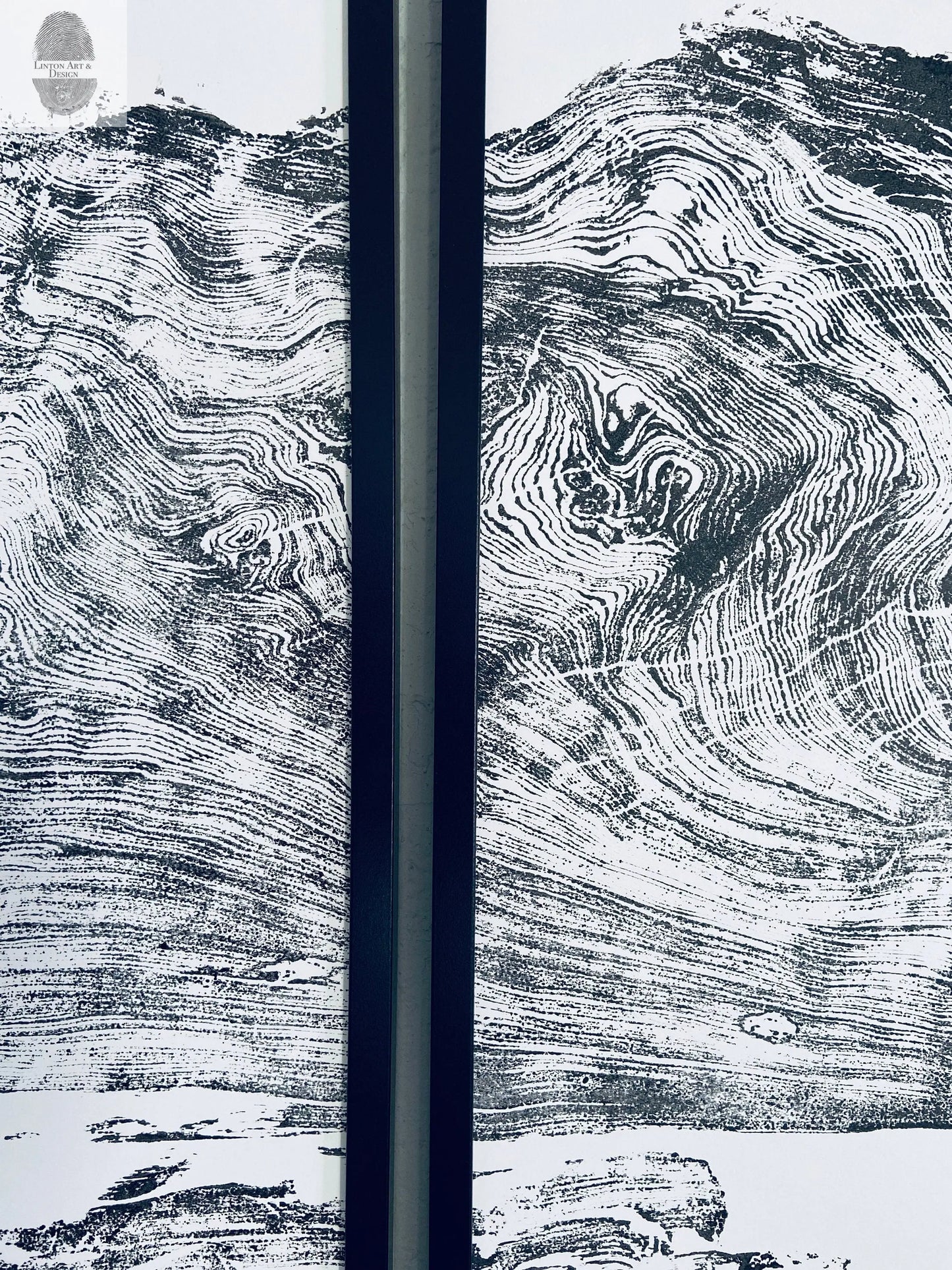 Giant Redwood, Tree ring art print, Made from a real redwood burl, hand pressed woodcut print, not machine printed, by Erik Linton lintonart