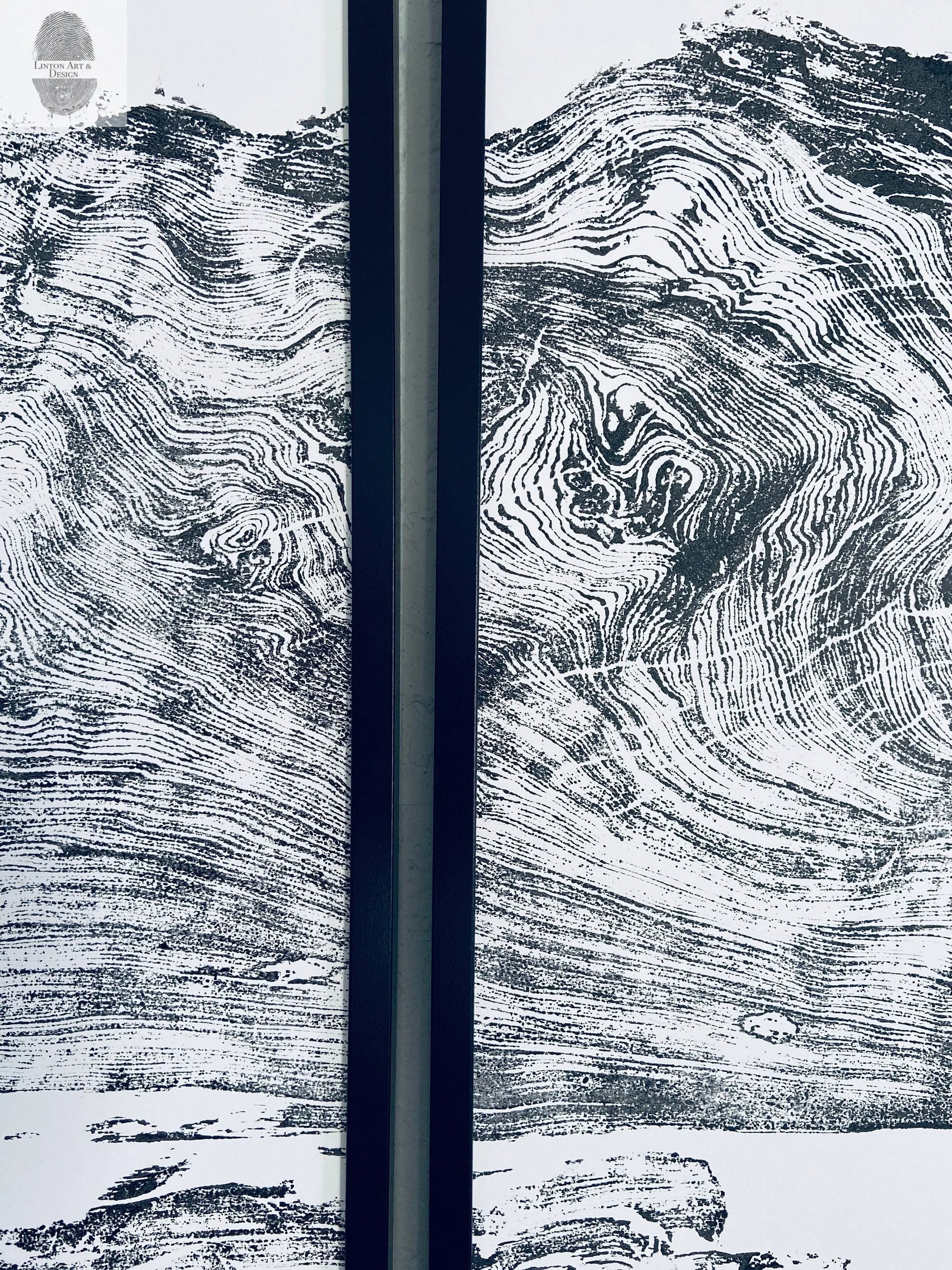 Giant Redwood, Tree ring art print, Made from a real redwood burl, hand pressed woodcut print, not machine printed, by Erik Linton lintonart