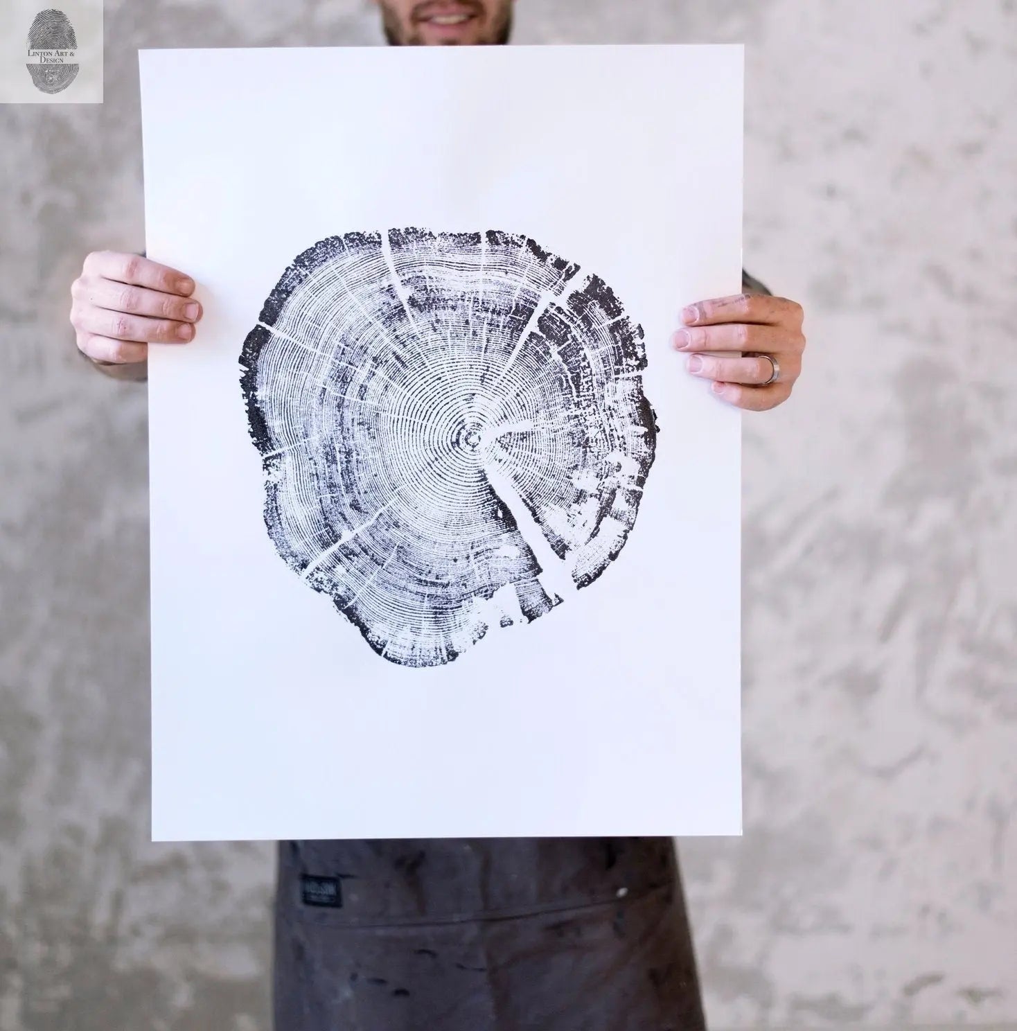 Glacier National Park, Montana Art, Tree ring art, Woodcut print, Tree ring art print, Christmas Tree, Arborist gifts lintonart