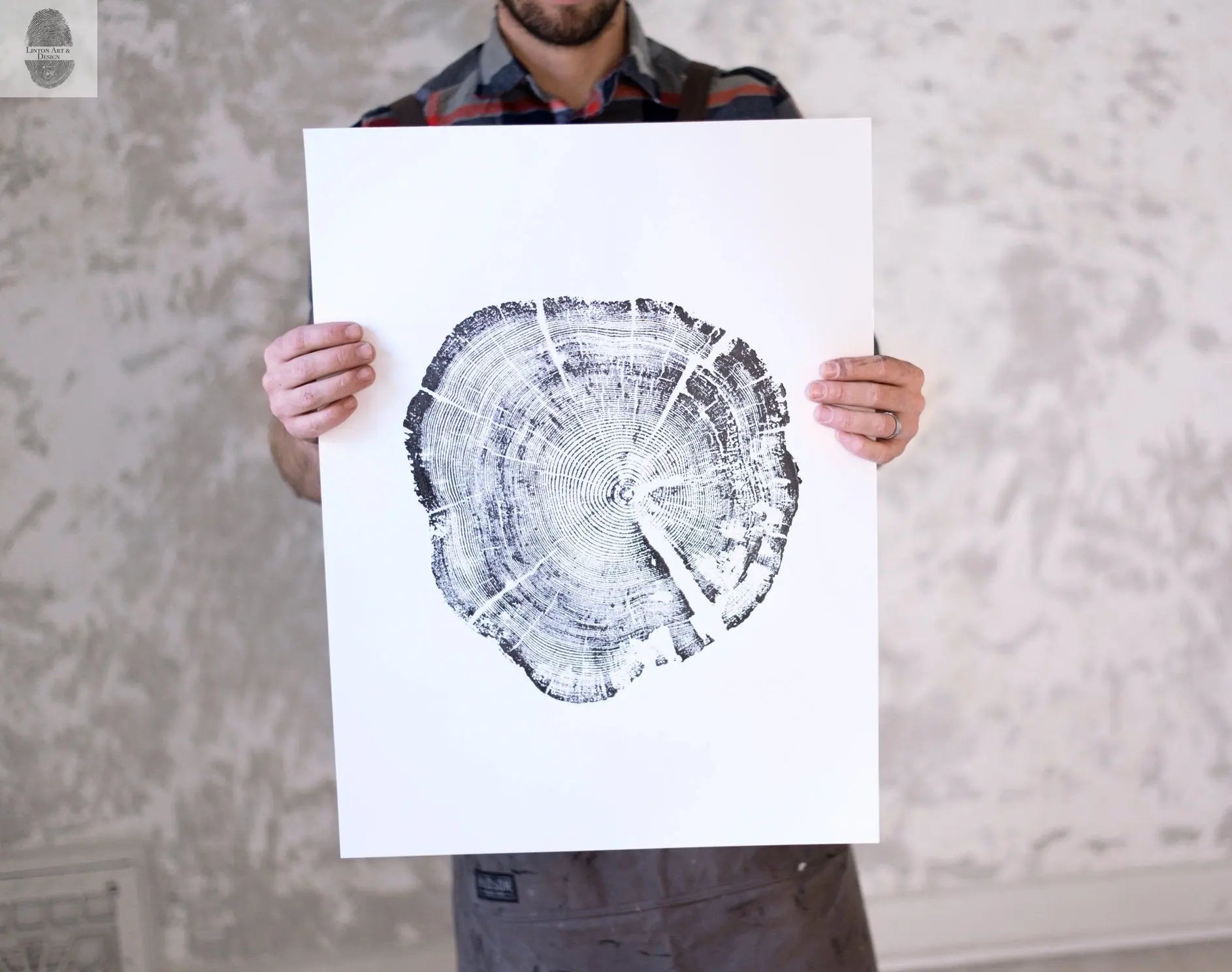 Glacier National Park, Montana Art, Tree ring art, Woodcut print, Tree ring art print, Christmas Tree, Arborist gifts lintonart