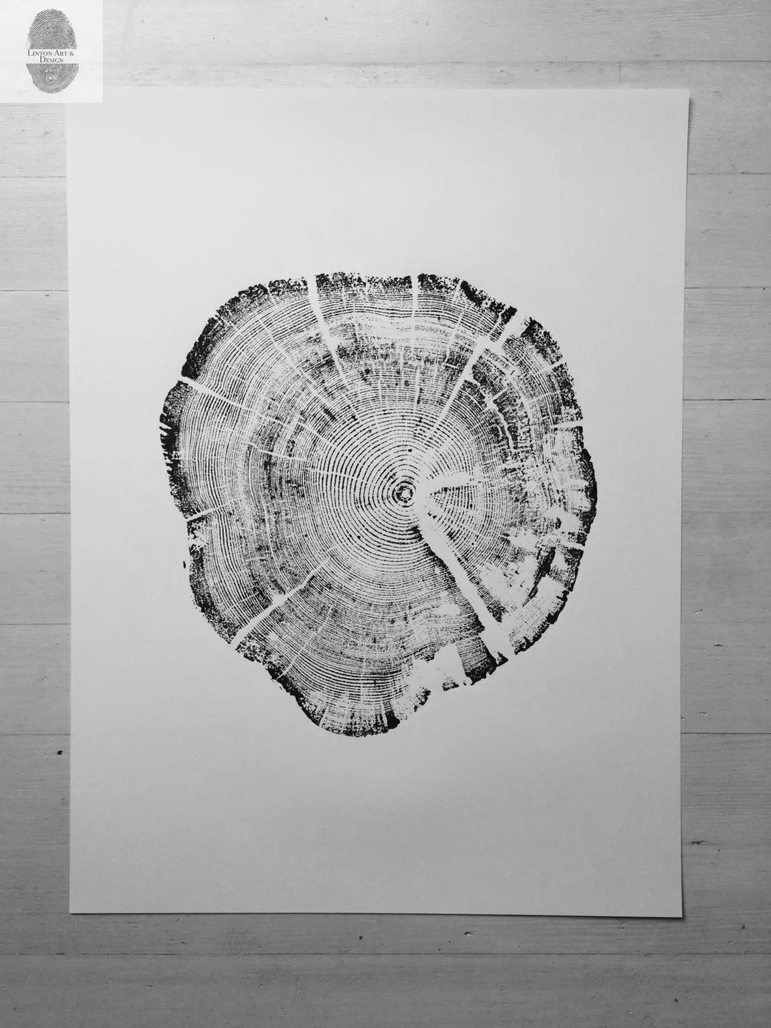 Glacier National Park, Montana Art, Tree ring art, Woodcut print, Tree ring art print, Christmas Tree, Arborist gifts lintonart