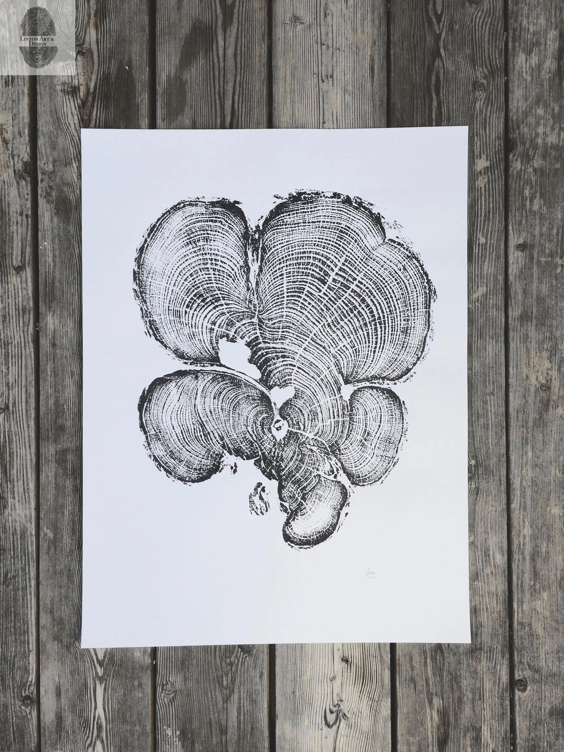 Grand Canyon Cedar, Tree Ring Print, woodcut art, Real tree rings, Nature inspired art, real tree art, Arborist art, Christmas art gifts lintonart
