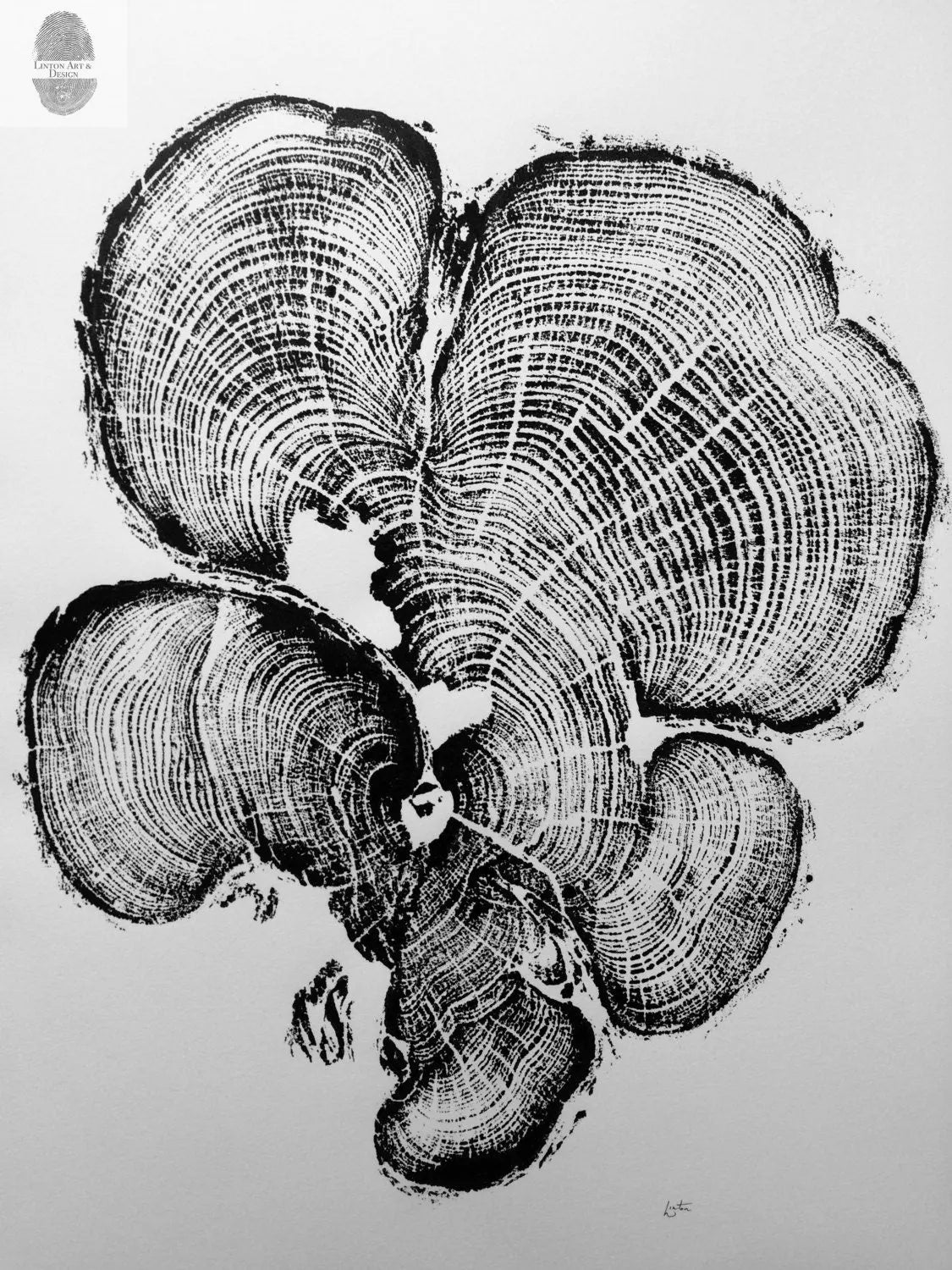 Grand Canyon Cedar, Tree Ring Print, woodcut art, Real tree rings, Nature inspired art, real tree art, Arborist art, Christmas art gifts lintonart