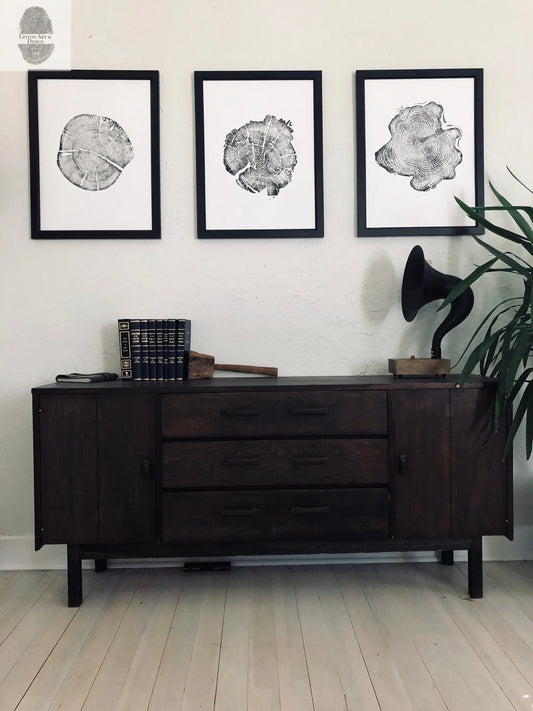 Grand Tetons, Alaska Art, Wyoming Art, Idaho Art, Tree Ring Art, Woodcut print, Biology Gifts, tree ring prints - 18x24 each print lintonart