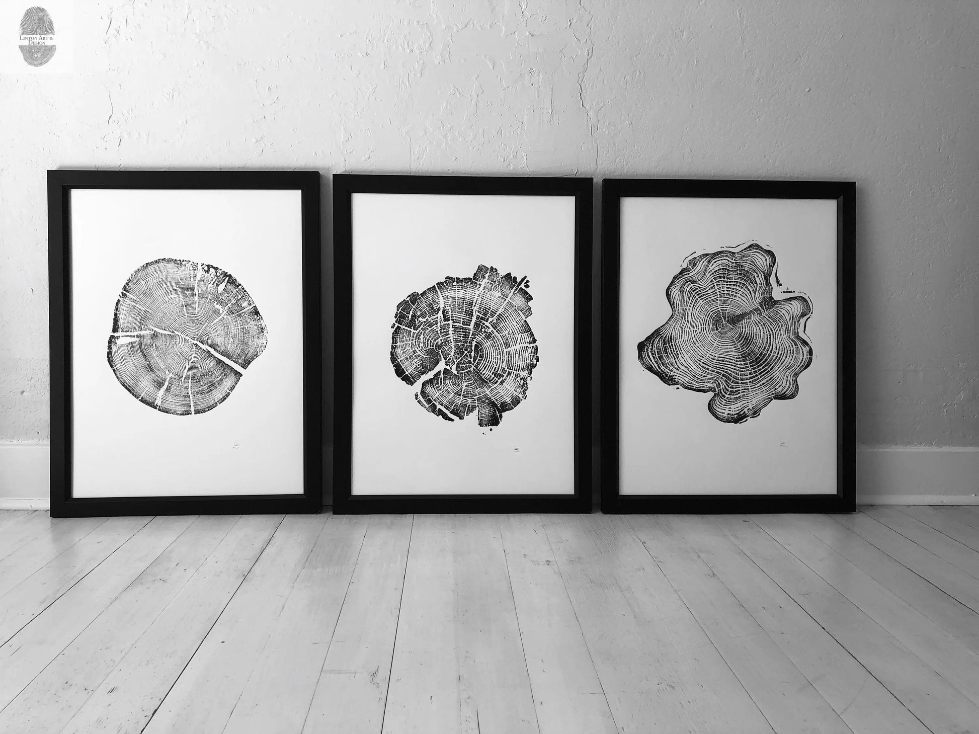 Grand Tetons, Alaska Art, Wyoming Art, Idaho Art, Tree Ring Art, Woodcut print, Biology Gifts, tree ring prints - 18x24 each print lintonart
