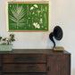 Hand Pressed Botanical Collage Monoprint on Green - Giclee Print lintonart