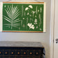 Hand Pressed Botanical Collage Monoprint on Green - Giclee Print lintonart