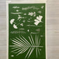 Hand Pressed Botanical Collage Monoprint on Green - Giclee Print lintonart