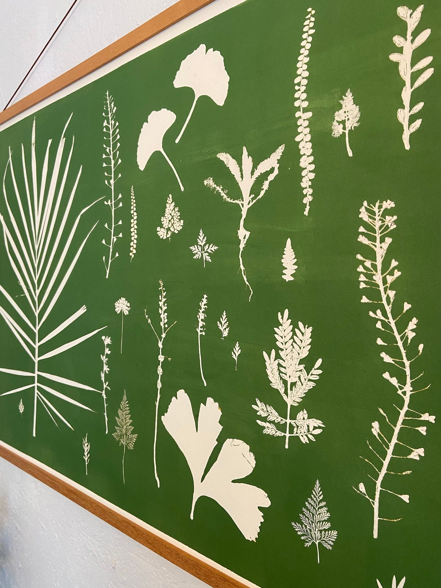 Hand Pressed Botanical Collage Monoprint on Green - giclee print